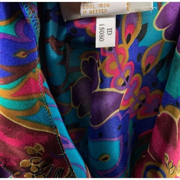 VTG 80s Victorias Secret Gold Label Floral Satin Chemise Lace Trim P Nightgown - Picture 4 of 4